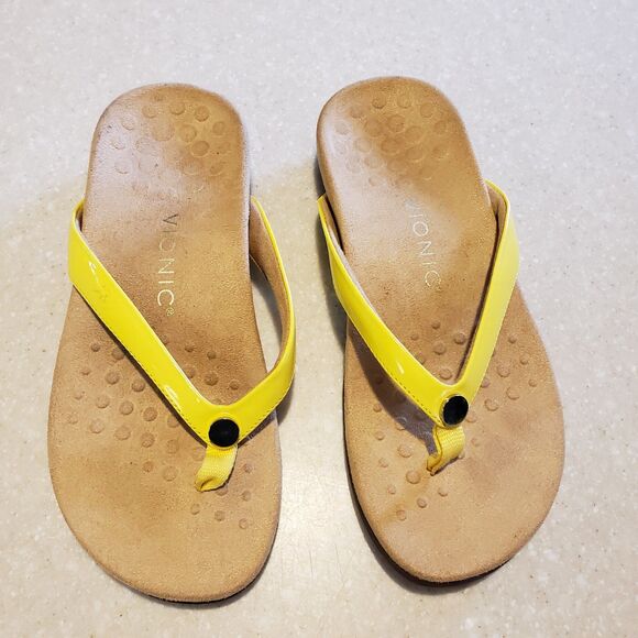VIONIC Mona Yellow Thong Sandal Orthotic Comfort Flip Flop Women's Size 6 - Picture 2 of 7